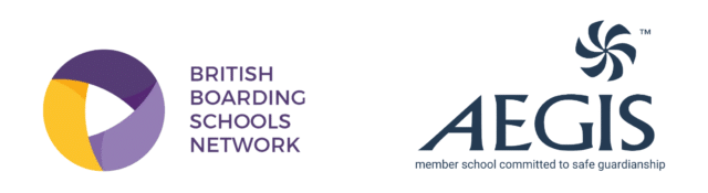 Logos for British Boarding Schools Network and AEGIS, with the text “member school committed to safe guardianship” under the AEGIS logo, highlighting Cheltenham College’s dedication to supporting HM Forces families.